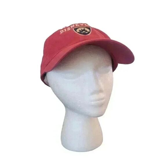 Disney Unisex Adult Rinsed Red Cotton Adj Baseball Cap w Disney Patch - Picture 1 of 10